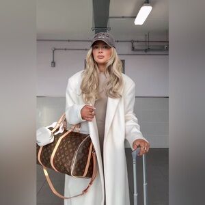 H&M Tie Belt Coat White Size M NWT